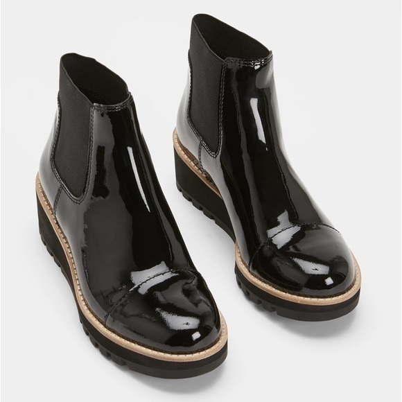 Chelsea Wedge Patent Leather Booties - Picture 1 of 3